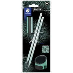 Staedtler Norix, blyantsett med 2 HB blyanter, blyantspisser og viskelær