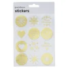 Stickers Jul, gullfargede og transparente klistremerker i 12 ulike varianter, Ø3,5 cm. 36 stk.