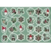 Stickers Jul, 24 klistremerker med nisser og julestemning, tallene 1–24. 2 stk. 15×21 cm ark