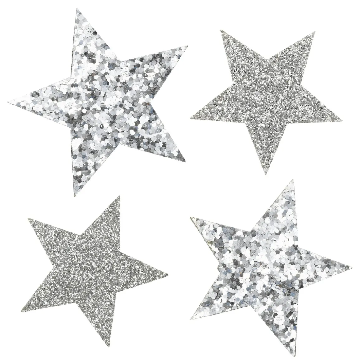 Stjerner m glitter 36 stk. sølv
