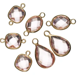 7 stk. anheng med fasettert glass – rosa