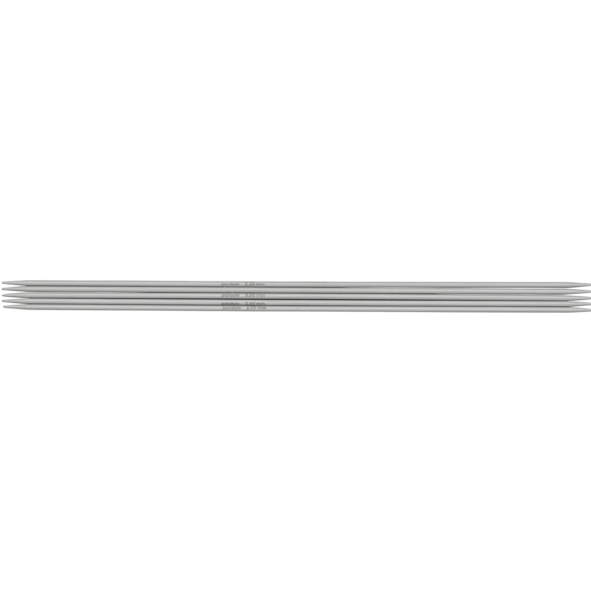 Strømpepinner, 5 stk. Lengde 20 cm Ø2,0 mm – aluminium
