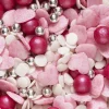 Strøsselmiks 40 g Rosa – sølvkuler, røde kuler og rosa hjerter