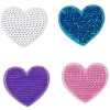 Strykemerker hjerter 4 stk. Hjerter med glitrende paljetter! 37×33 mm