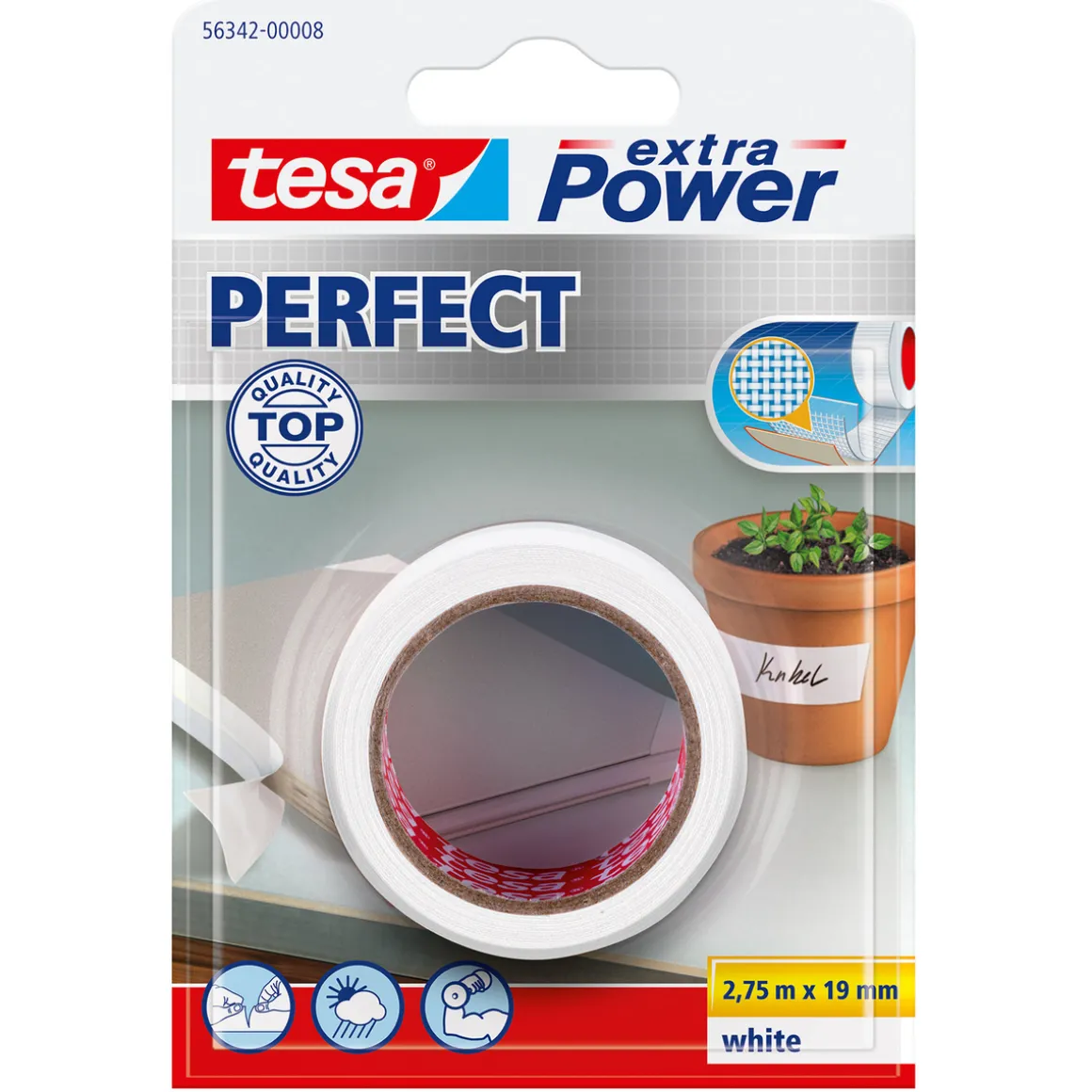 Tesa Extra Vevteip 19mm Hvit