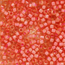 TOHO-perler 11/0 – ferskenglans, 925 IC light topaz/coral pink lined