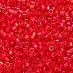 TOHO-perler 11/0 – neonrød transparent, 979 Luminous lt topaz/neon pink-lined