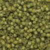 TOHO-perler 11/0 – olivengrønn frostet, 246FM Frosted yellow-lined black diamond