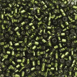 TOHO-perler 11/0 – skogsgrønn, 37 Silverlined olivine