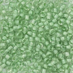TOHO-perler runde 11/0 – eplegrønn, 975 Neon sea foam lined crystal