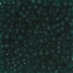 TOHO-perler runde 11/0 – matt grønnblå, 7BDF Transparent frosted teal
