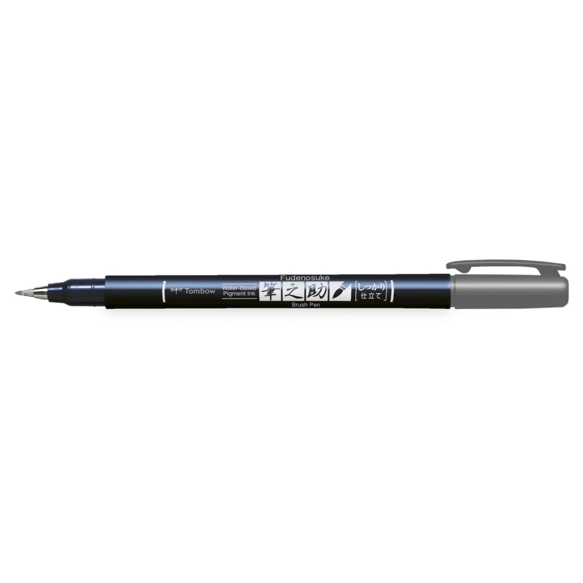 Tombow Brush Fudenosuke Hard Tip, penn med hard penselspiss og grått blekk
