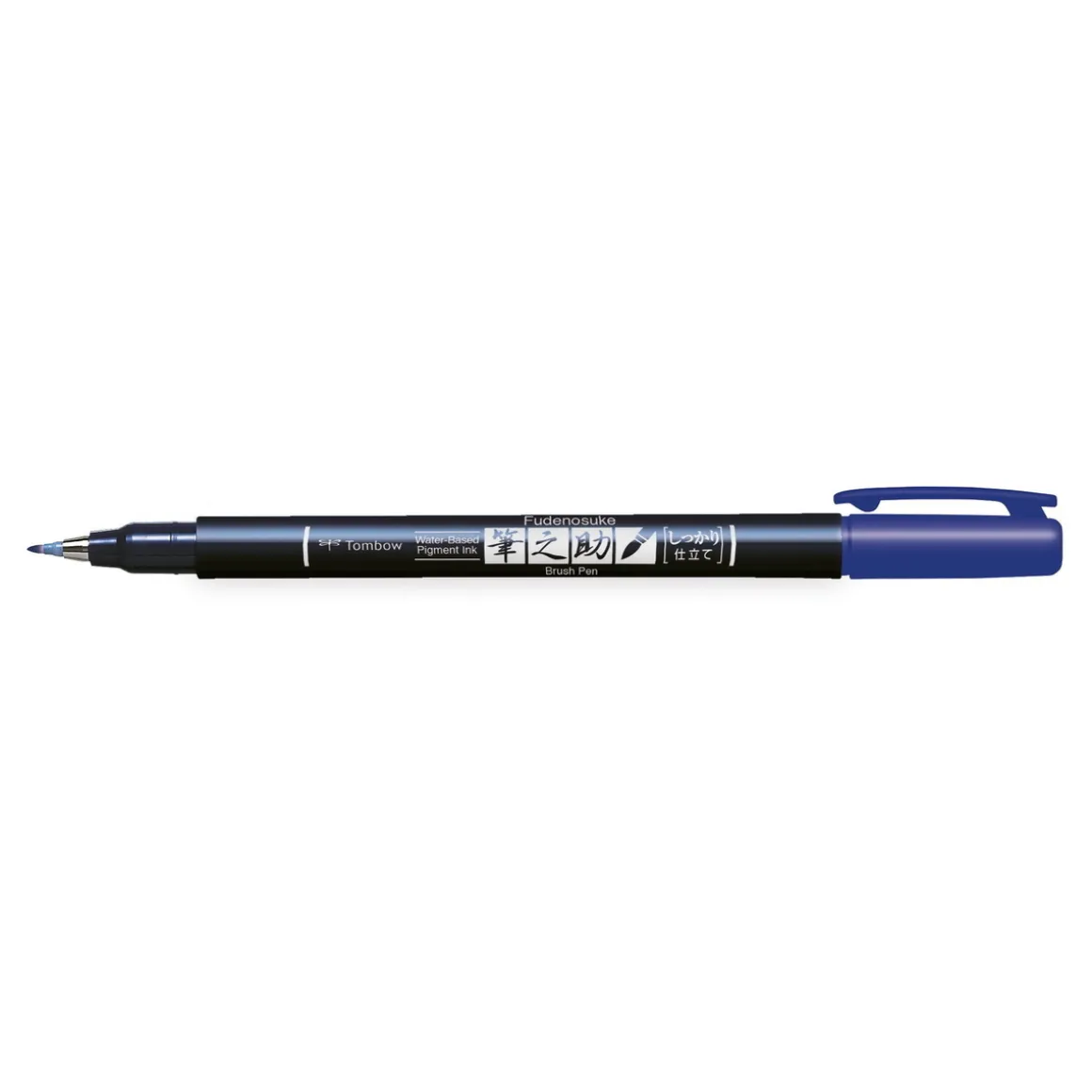 Tombow Brush Fudenosuke Hard Tip, penn med hard penselspiss og blått blekk