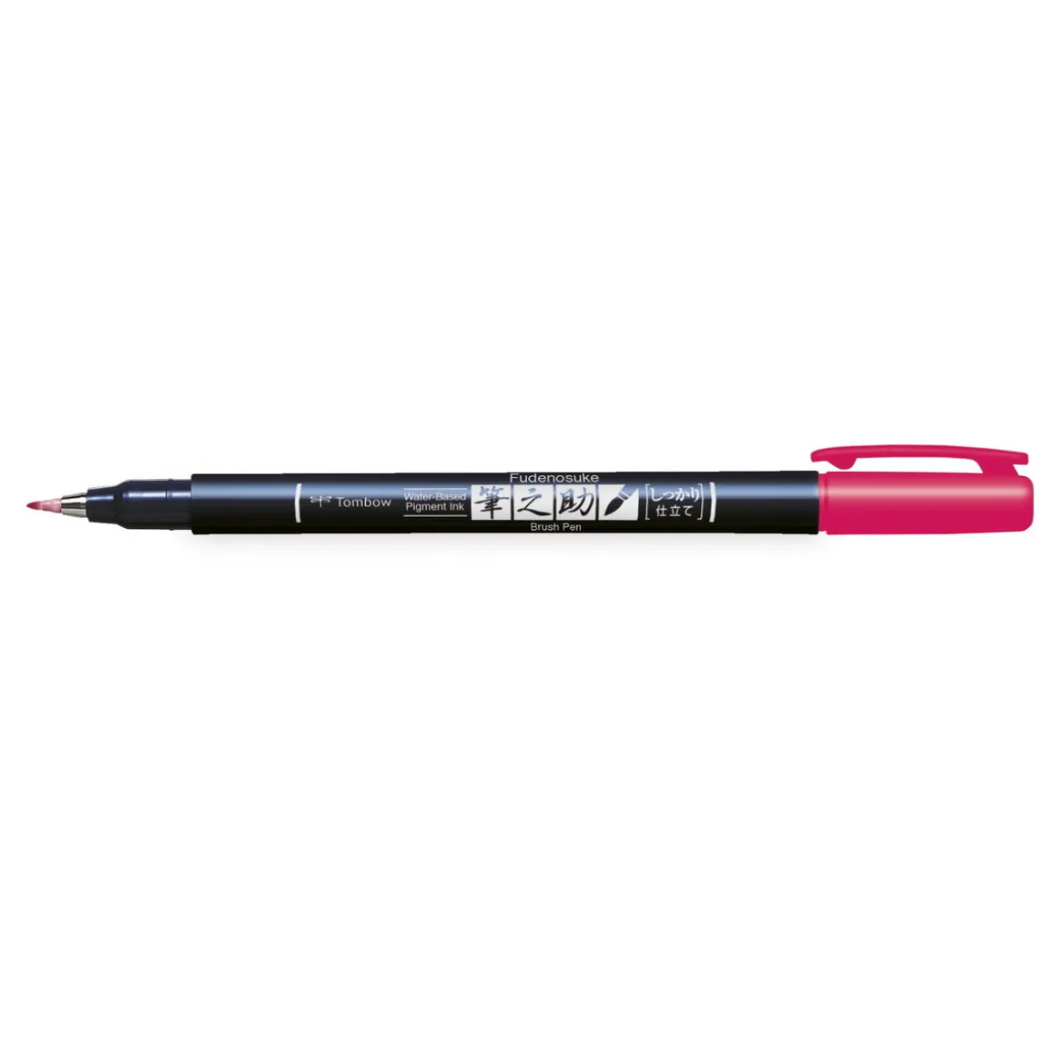 Tombow Brush Fudenosuke Hard Tip, penn med hard penselspiss og rødt blekk