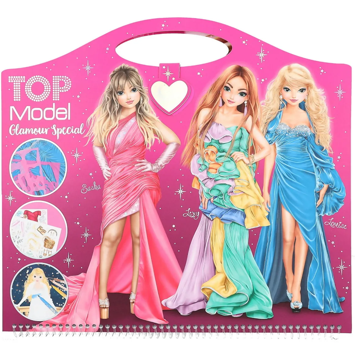 TOPModel Glamour designbok med 52 sider morsomme motiver & klistremerker, 33×30,5 cm