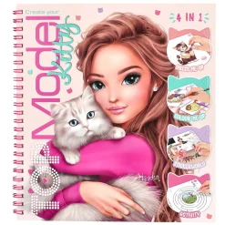 TOPModel Kitty 4-in-1 aktivitetsbok med klistremerker, 20,2×22,2 cm