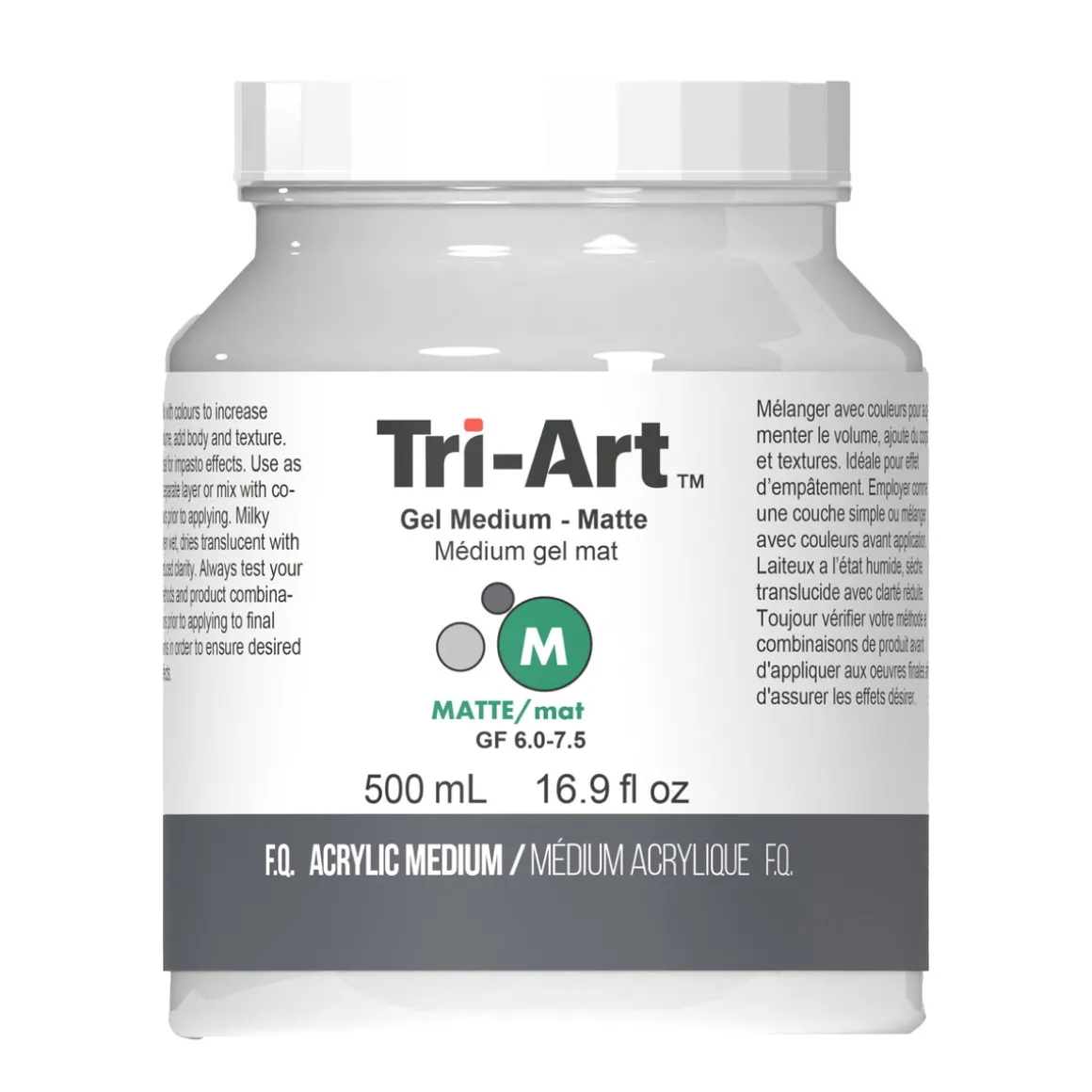 Tri-Art Gel Medium Matte 500 ml, matt gelbasert fortykningsmiddel for akrylmaling
