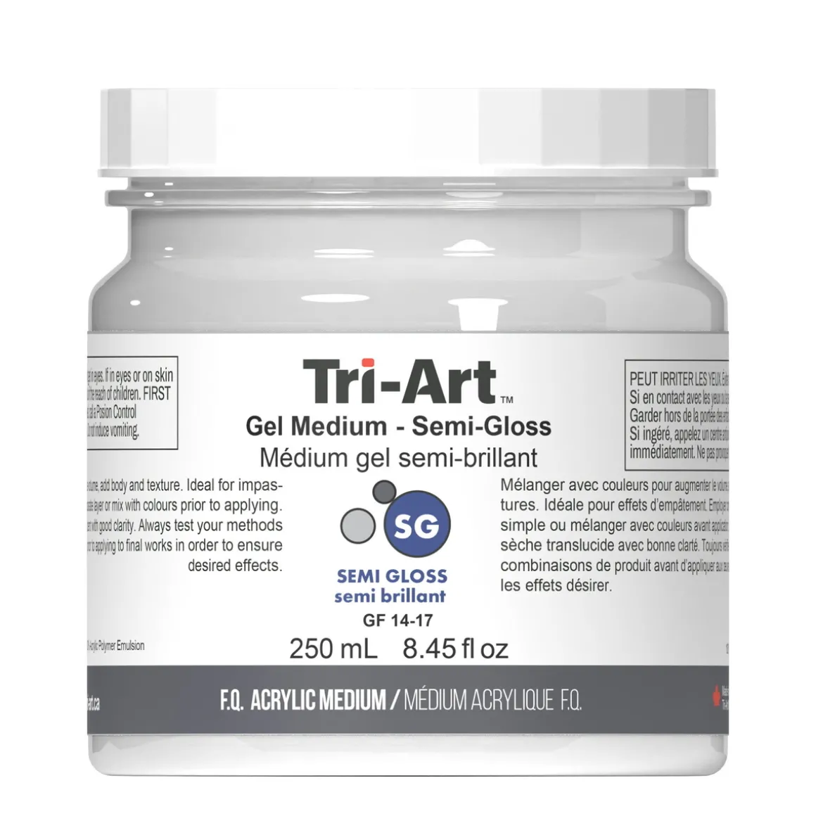 Tri-Art Gel Medium Semi Gloss 250 ml, halvblankt gelbasert fortykningsmiddel for akrylmaling