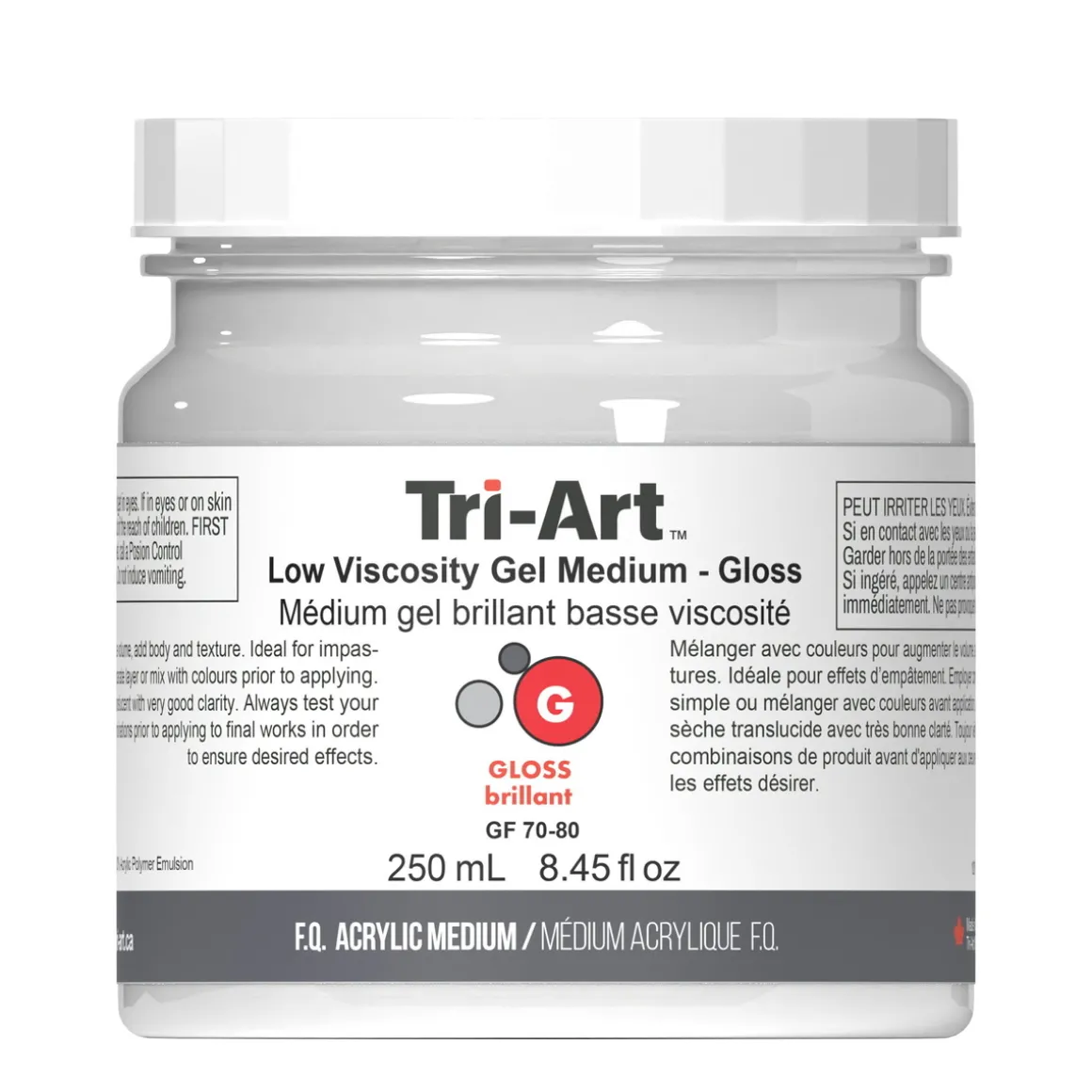 Tri-Art Low Viscosity Gel Gloss 250 ml, blankt gelbasert fortynningsmiddel for akrylmaling