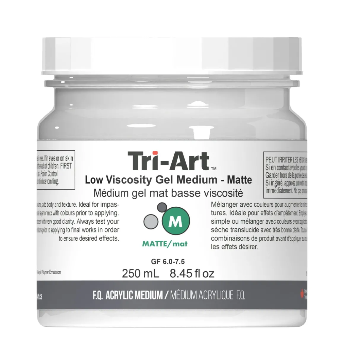 Tri-Art Low Viscosity Gel Matte 250 ml, blankt gelbasert fortynningsmiddel for akrylmaling