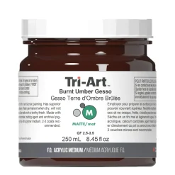 Tri-Art Medium Gesso Burnt Umber 250 ml, brun / rødbrun grunning for akrylmaling