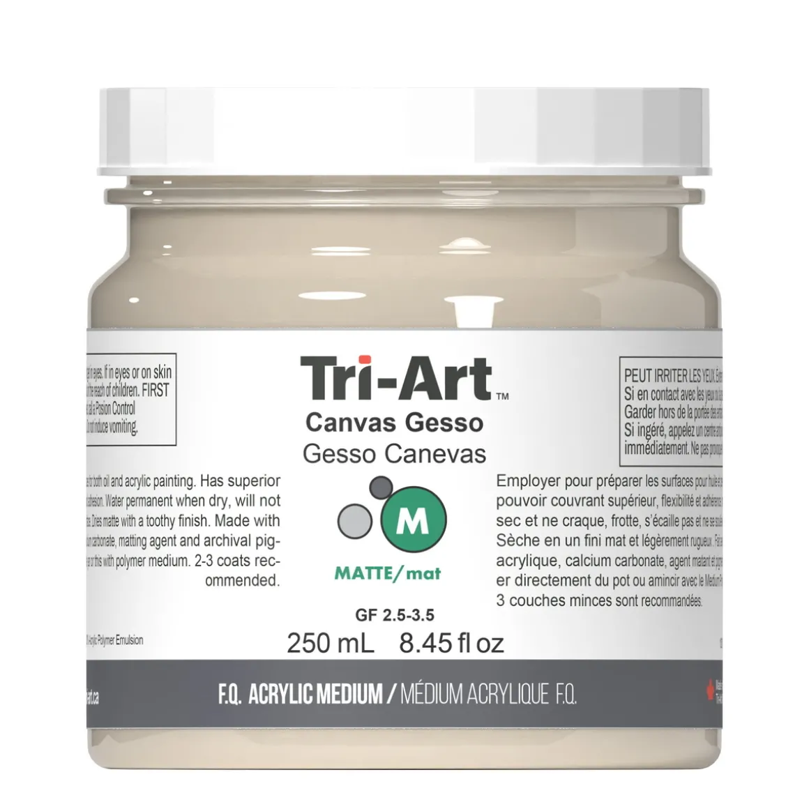 Tri-Art Medium Gesso Canvas 250 ml, beige / kremfarget grunning for akrylmaling