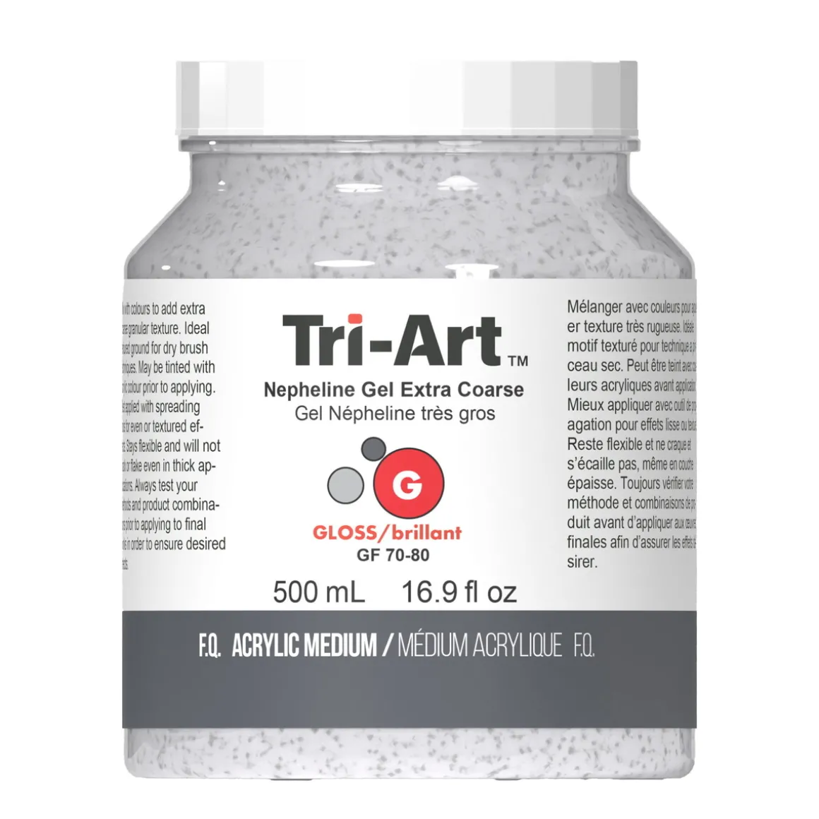 Tri-Art Nepheline Gel Extra Coarse 500 ml, ekstra grovt granuleringsmiddel for akrylmaling