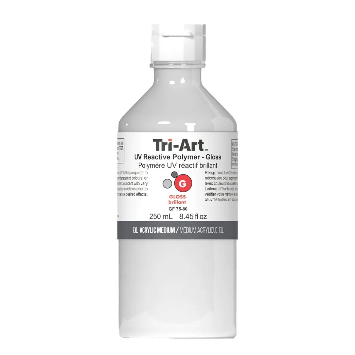 Tri-Art UV Reactive Polymer Gloss 250 ml, gjør at akrylmaling vises i UV-lys / blacklight
