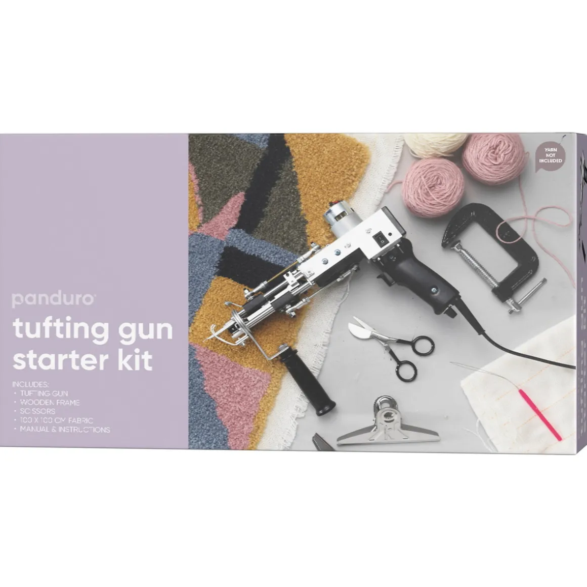 Tufting Gun startsett, tufteverktøy / tuftepistol, treramme, stoff og mange tilbehør