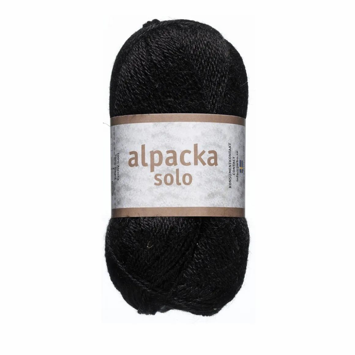 Ullgarn Järbo Alpacka Solo 50 g svart – 29108 Licorice black