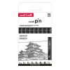 Uni Pin Fineliner 8-pakning, Set #1 – 7 fineliners og 1 brush / penselspiss