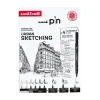 Uni Pin Fineliner Urban Sketching – 6 fineliners, brush, skråskjært og trykkblyant