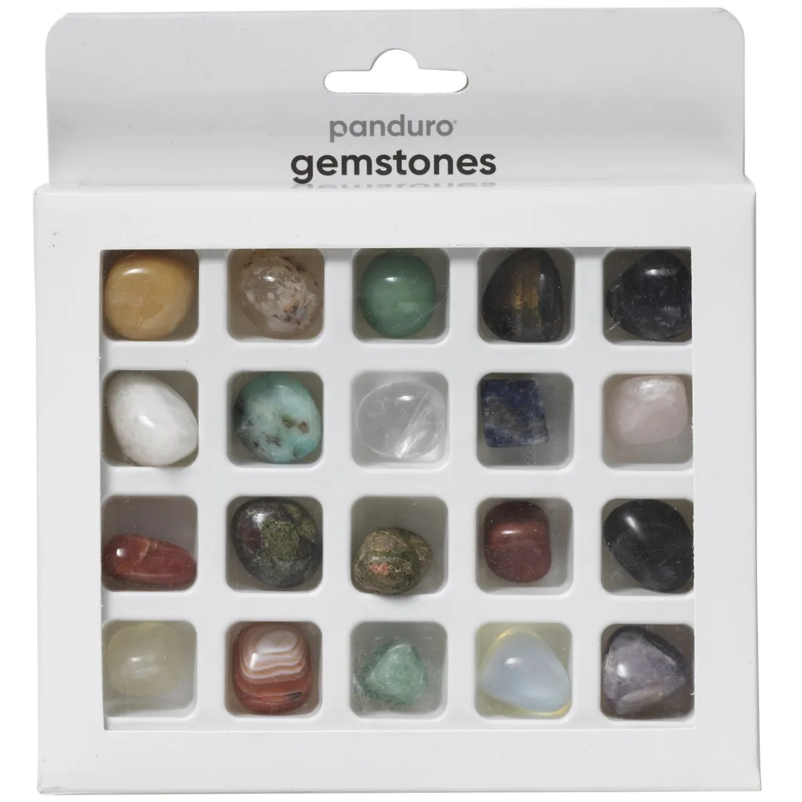 Vakre gemstones i form av halvedelsteiner og natursteiner til dekorasjon 20-pakning