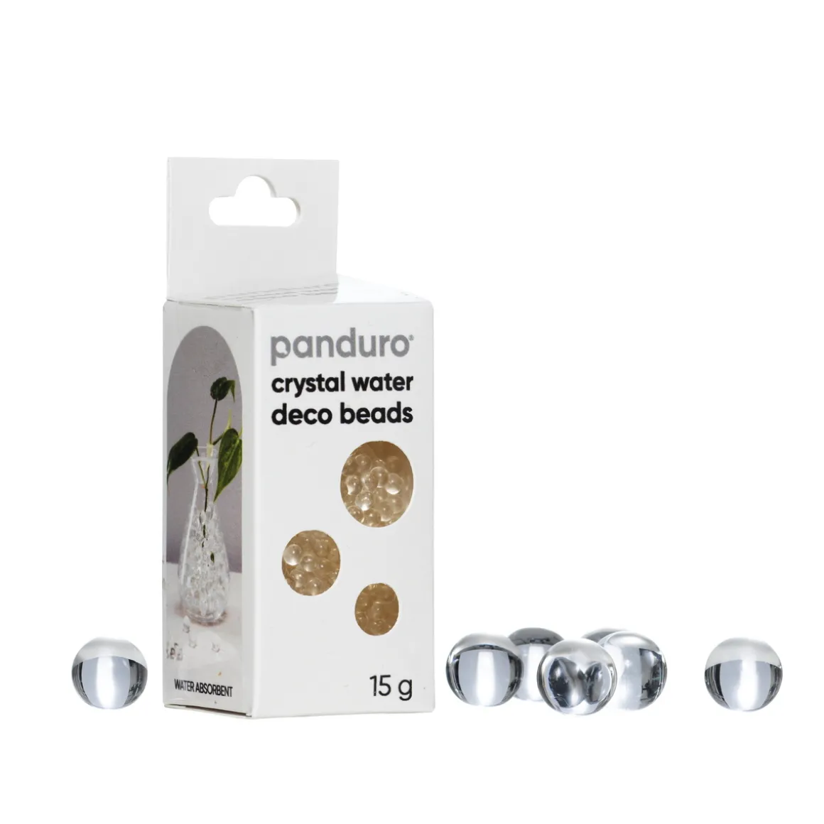 Vannperler crystal 15 g, vannabsorberende transparente perler til krukker og vaser