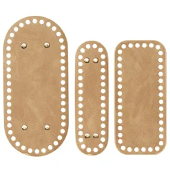 Veskebunner av kunstlær, 3 stk. naturfargede – 22×10, 18×8, 18×5,3 cm