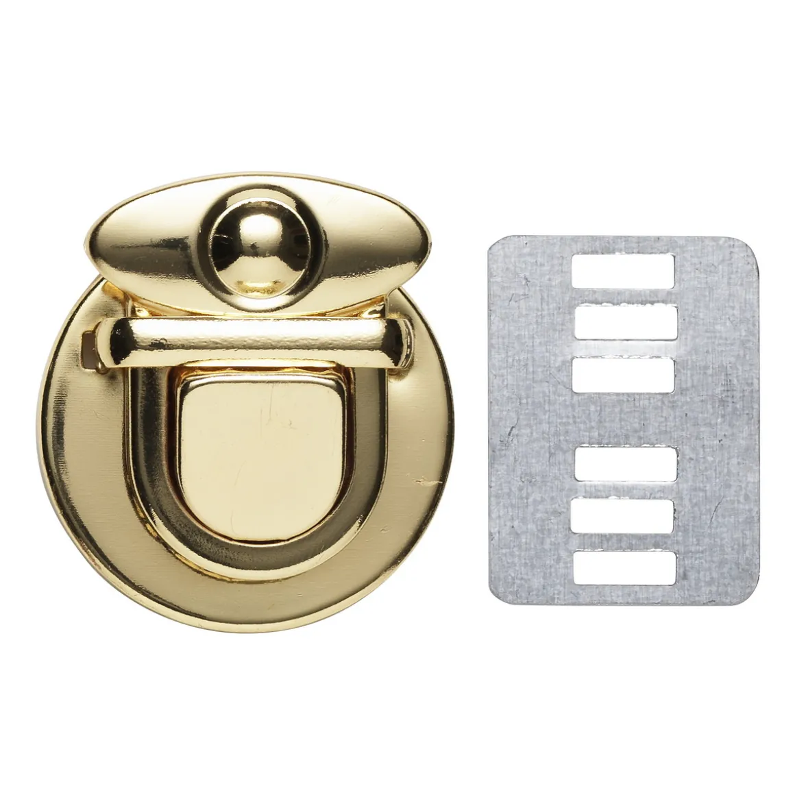 Veskelås av metall, gullfarget, 3×3,4 cm
