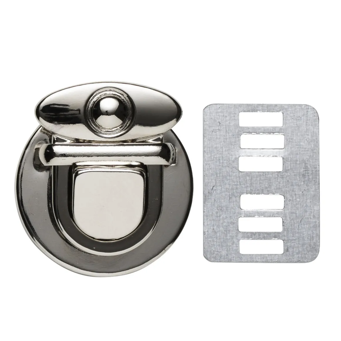 Veskelås av metall, sølvfarget, 3×3,4 cm