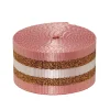 Veskerem, rosa med doble glitrende gullstriper, lengde 250 cm, bredde 3,8 cm