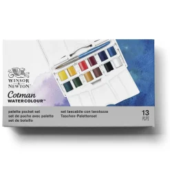 Winsor & Newton Cotman Brush Pocket Palette Set, 12 halvkopper + pensel