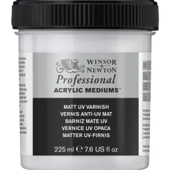 Winsor & Newton Matt UV Varnish 225 ml, beskyttende ferniss mot sollys, støv osv.