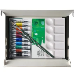 Winsor & Newton Winton Oil Kit 10×12 ml oljemaling, A4-blokk, 2 pensler + palett