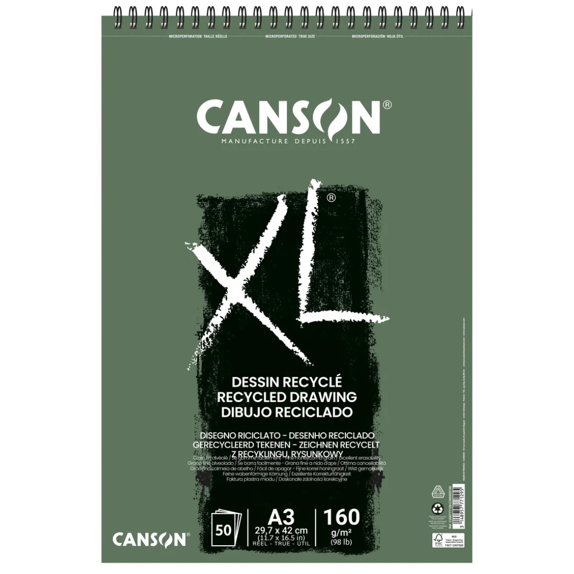 XL Recycled Tegneblokk A3 160g